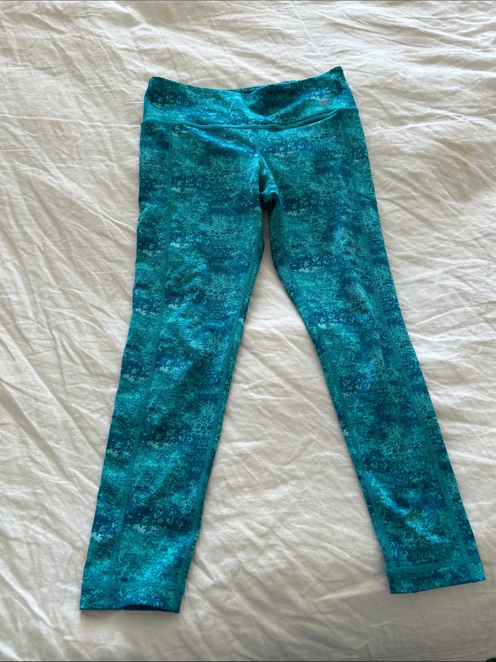 Teal Patterned Active Leggings